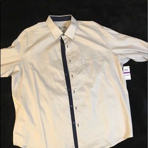 Tasso Elba 2XL taupe and white striped shirt